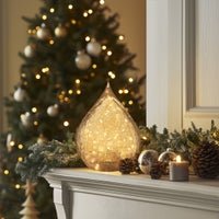 Teardrop Crackle Glass 6 Inch LED Decor Light with Timer - Amber - Central Designs