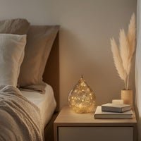 Teardrop Crackle Glass 6 Inch LED Decor Light with Timer - Amber - Central Designs