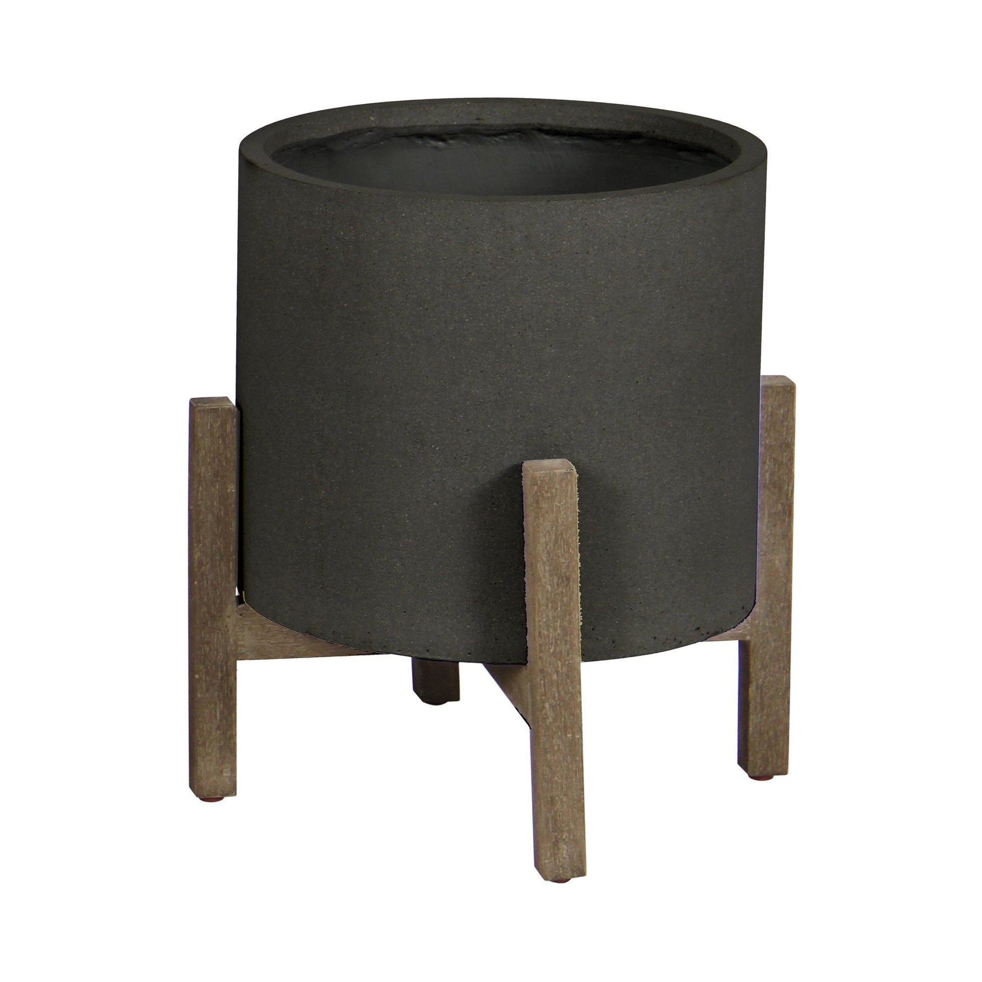 Patio Round Standing Pot Small - Black Stone - Central Designs