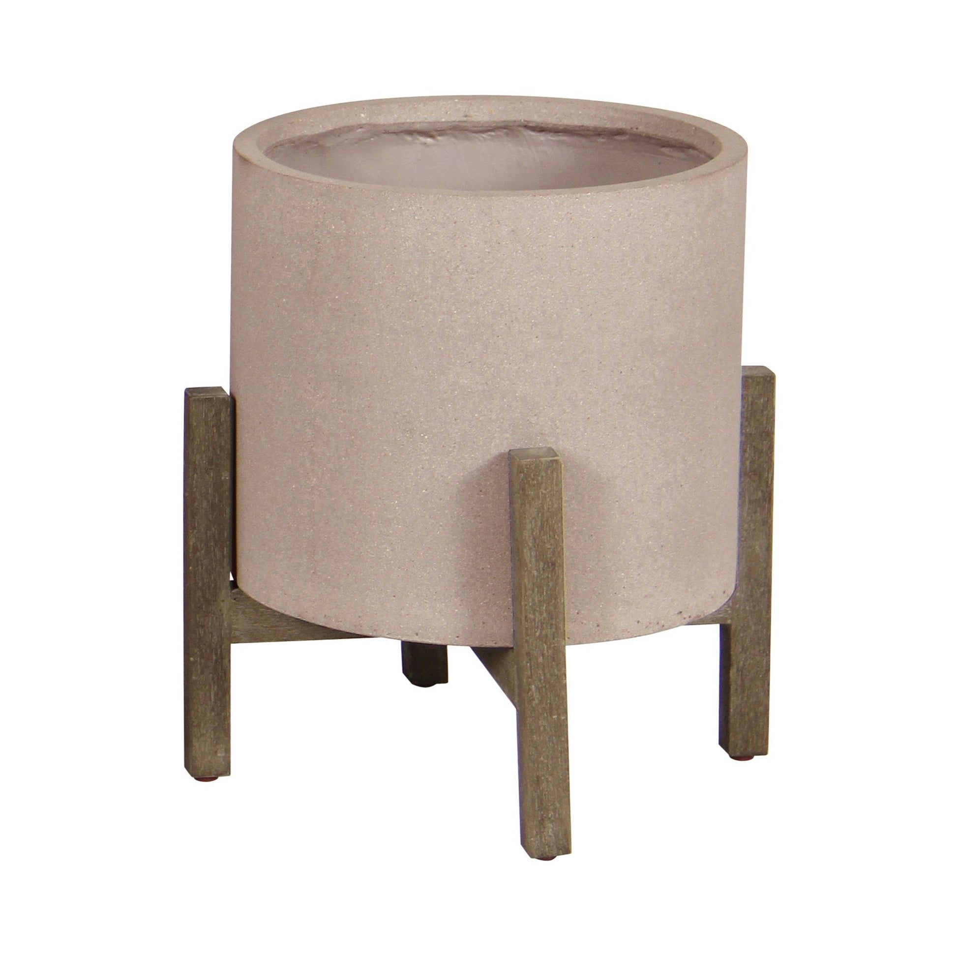Patio Round Standing Pot Small - Brown Stone - Central Designs