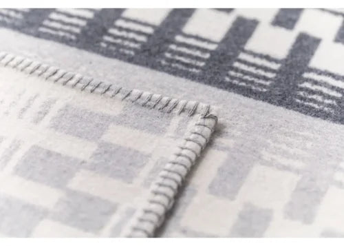 Jade Cotton Blanket in Grey Geometric Stripes