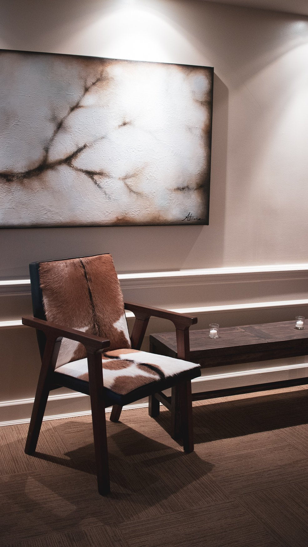 Rio Cool Armchair - Brown Mindi Oak, Leather/Goat Hair - Central Designs