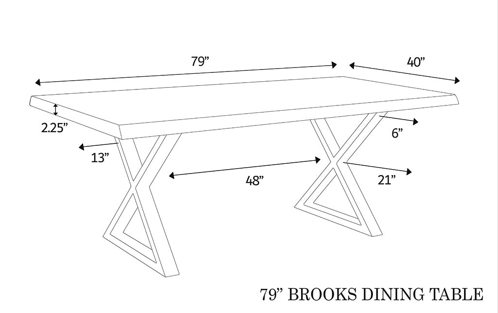 Brooks - Dining Table - X Base - 40" x 79" - Americano Top - Black Base
