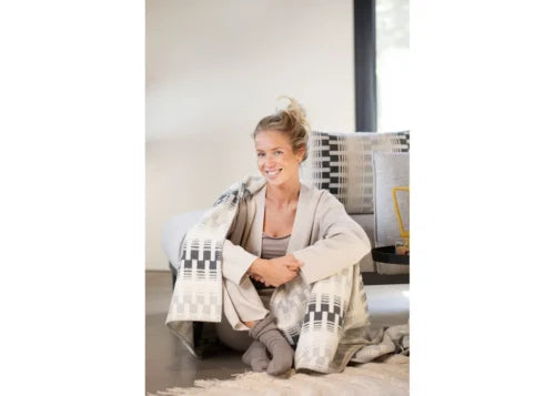 Jade Cushion Cover in Grey Geometric Stripes