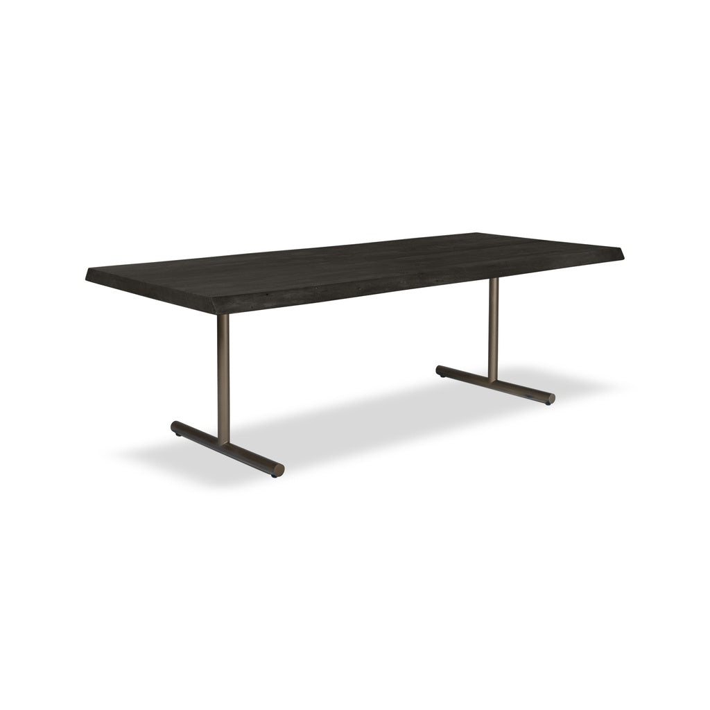 Brooks - Dining Table - T Base - 40" x 116" - Ebonized Top - Brass Base