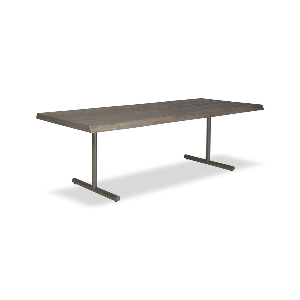 Brooks - Dining Table - T Base - 40" x 79" - Sandblasted Grey Top - Brass Base