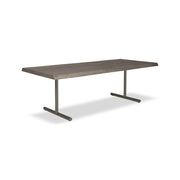 Brooks - Dining Table - T Base - 40" x 79" - Sandblasted Grey Top - Brass Base
