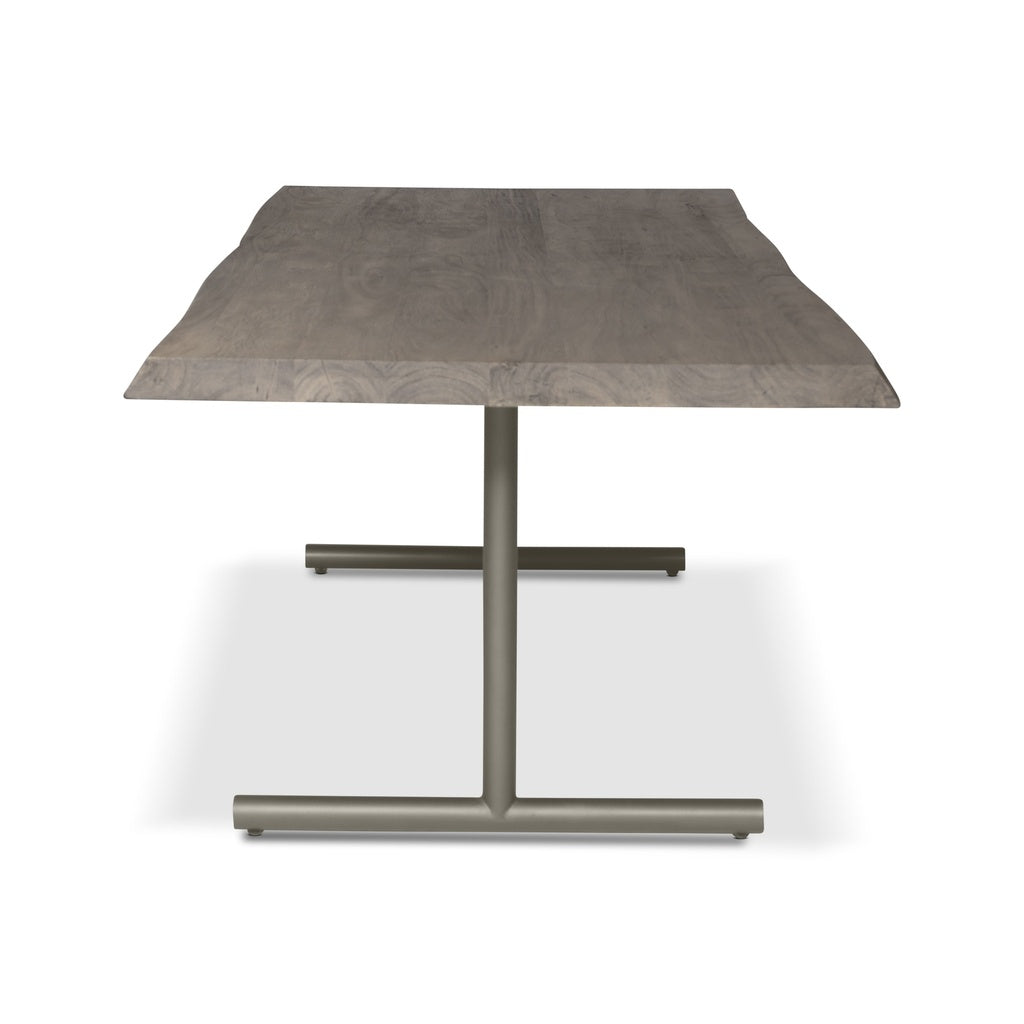 Brooks - Dining Table - T Base - 40" x 116" - Sandblasted Grey Top - Pewter Base