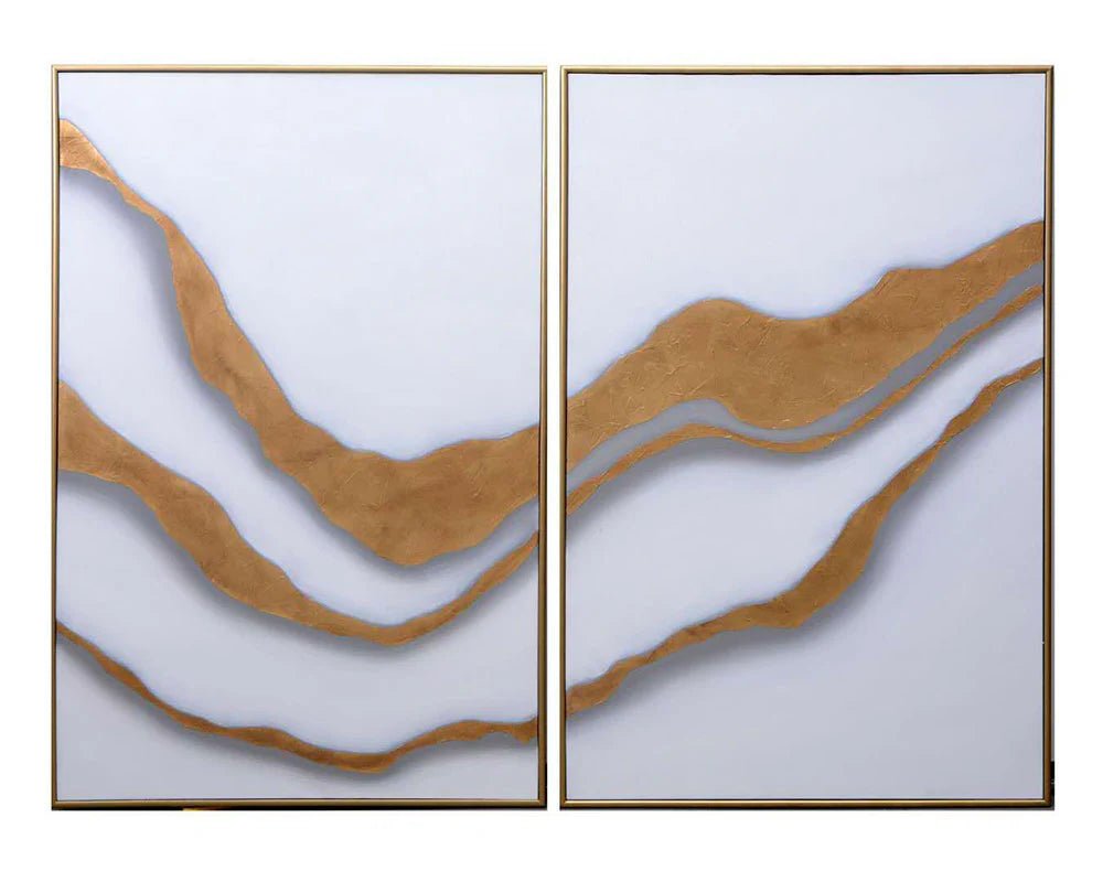 Gold Abyss (Set Of 2) - 40" X 60" - Gold Floater Frame - Central Designs