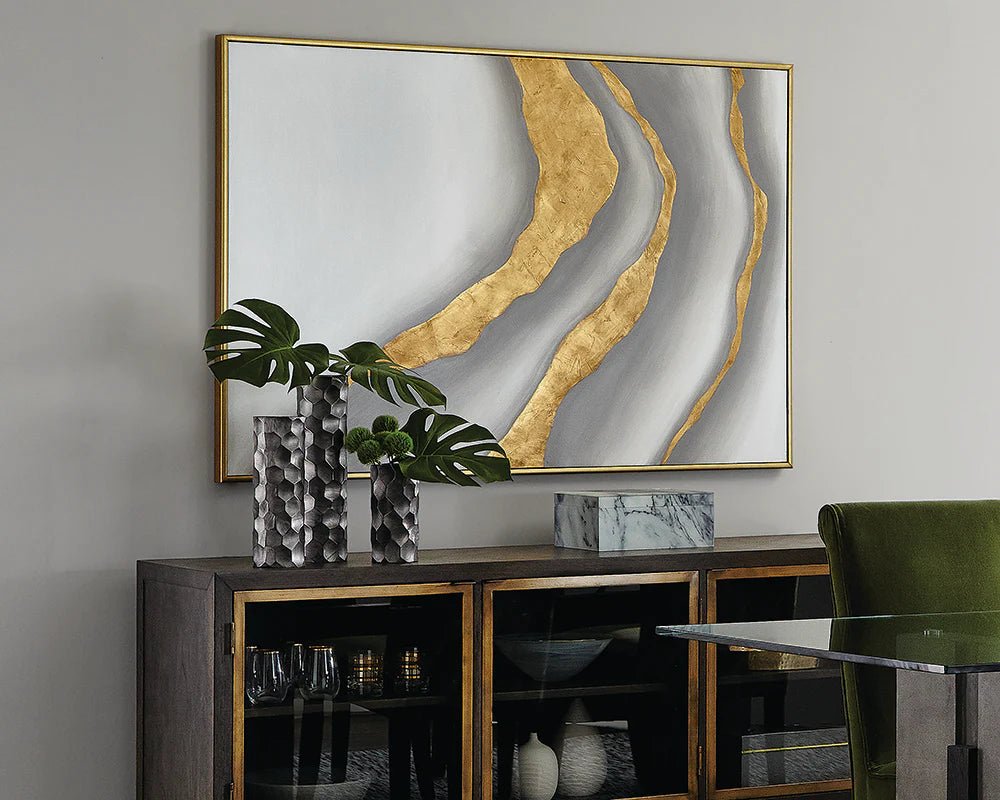 Gold Abyss (Set Of 2) - 40" X 60" - Gold Floater Frame - Central Designs