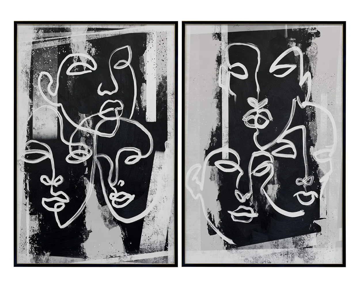 Face To Face (Set Of 2) - 40" X 60" - Black Floater Frame