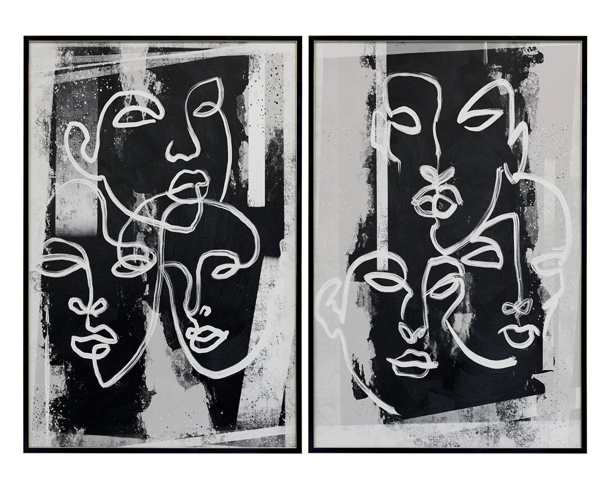Face To Face (Set Of 2) - 40" X 60" - Black Floater Frame - Central Designs