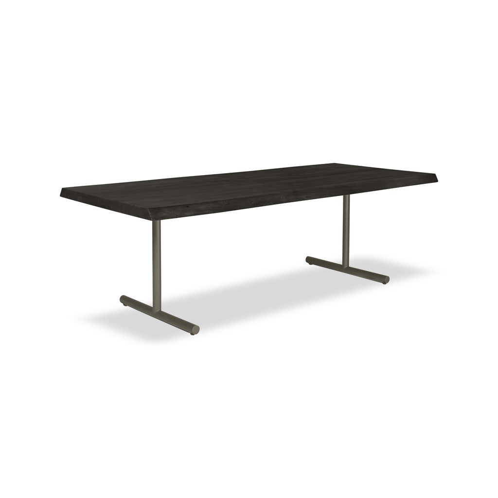 Brooks - Dining Table - T Base - 40" x 116" - Ebonized Top - Pewter Base