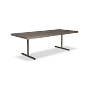 Brooks - Dining Table - T Base - 40" x 116" - Sandblasted Grey Top - Brass Base