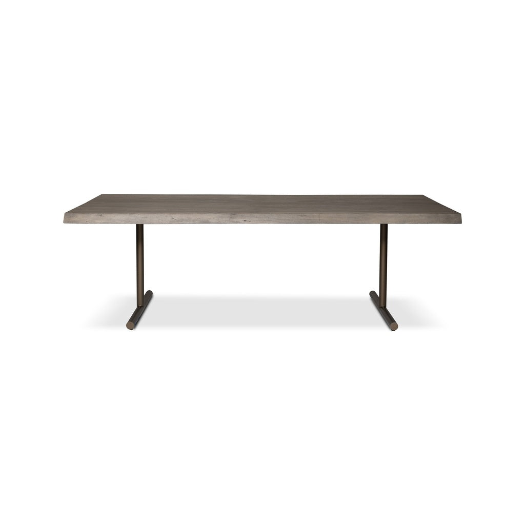 Brooks - Dining Table - T Base - 40" x 116" - Sandblasted Grey Top - Brass Base