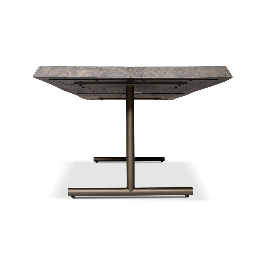 Brooks - Dining Table - T Base - 40" x 116" - Sandblasted Grey Top - Brass Base