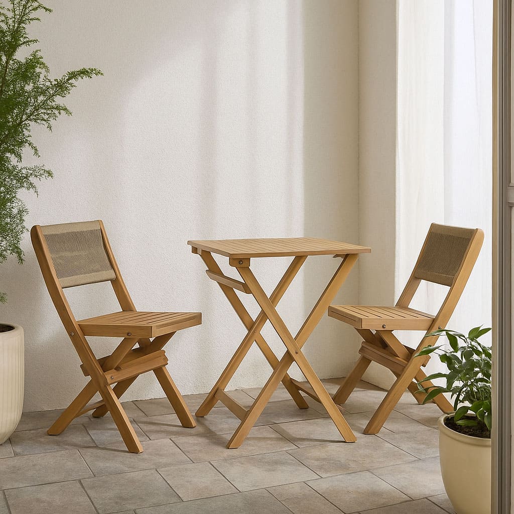 Balcony Outdoor - Foldable Bistro Set (1 Table & 2 Chairs)
