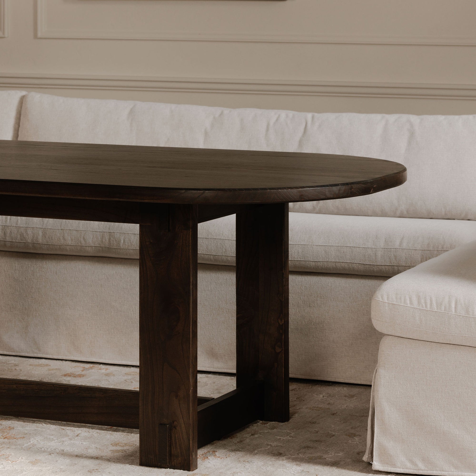 Glenn Oval Dining Table Dark Brown