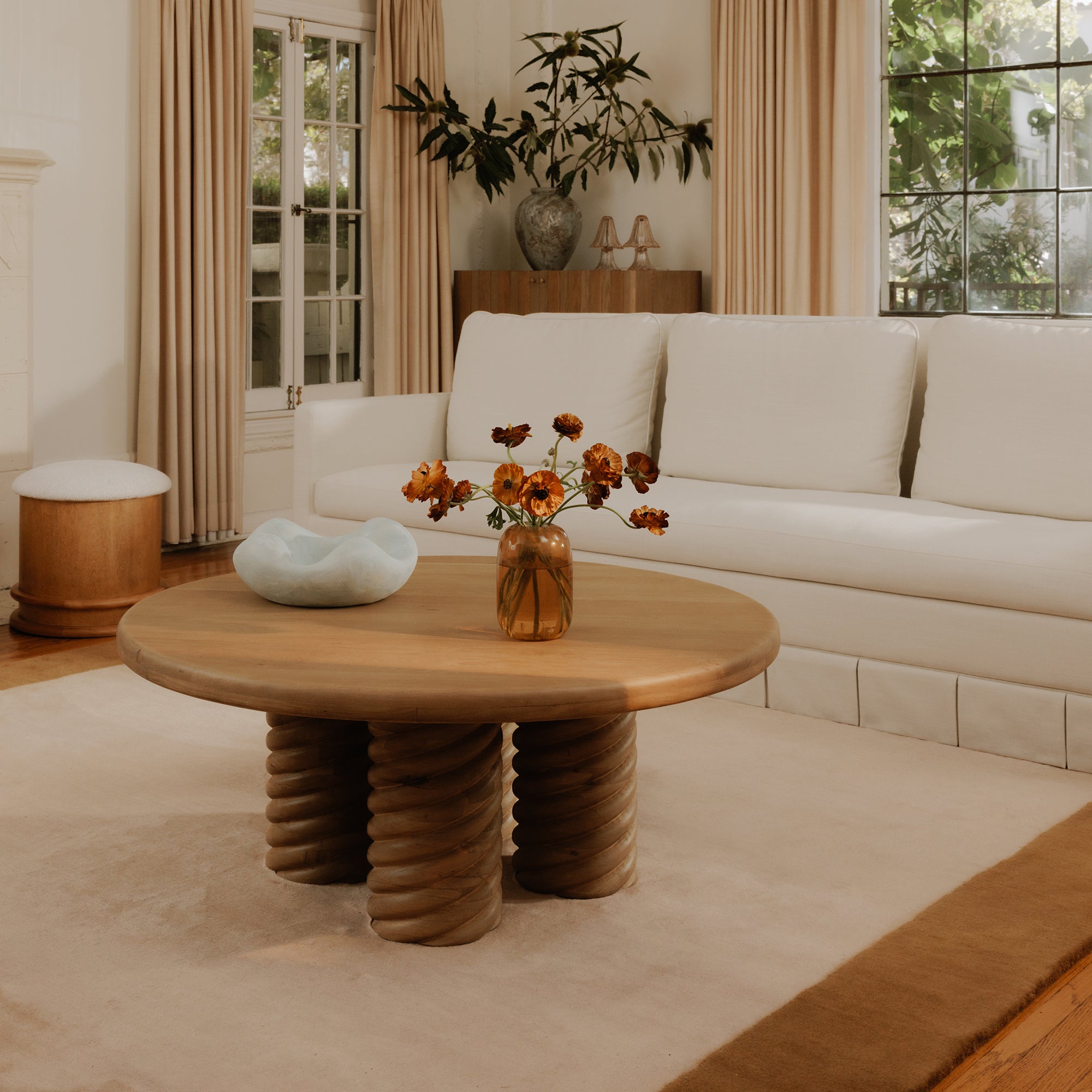 Treccia Round Coffee Table Oak - Central Designs