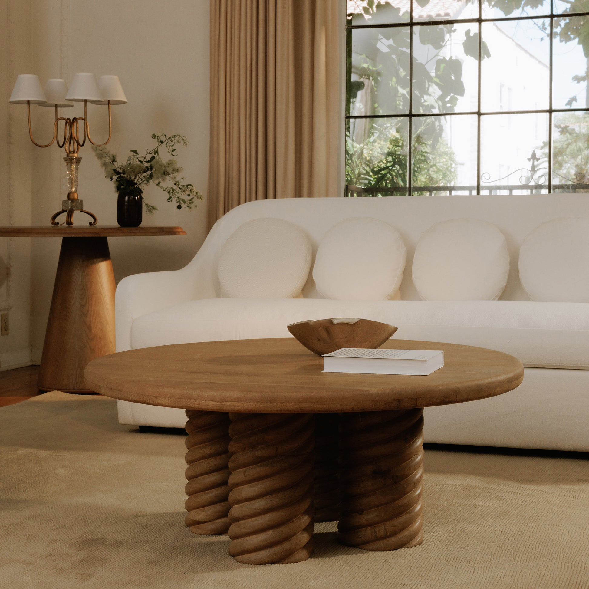 Treccia Round Coffee Table Oak - Central Designs