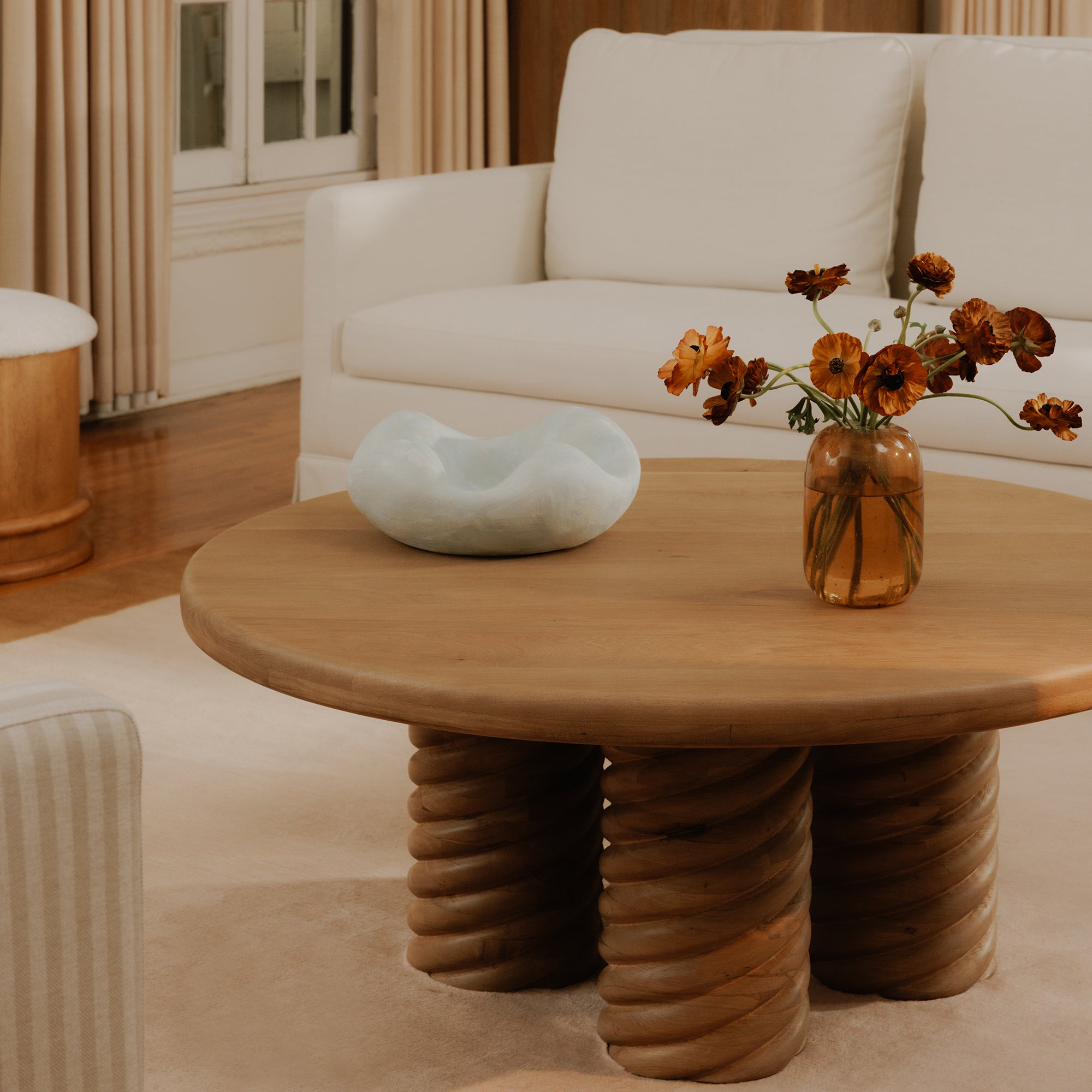 Treccia Round Coffee Table Oak - Central Designs