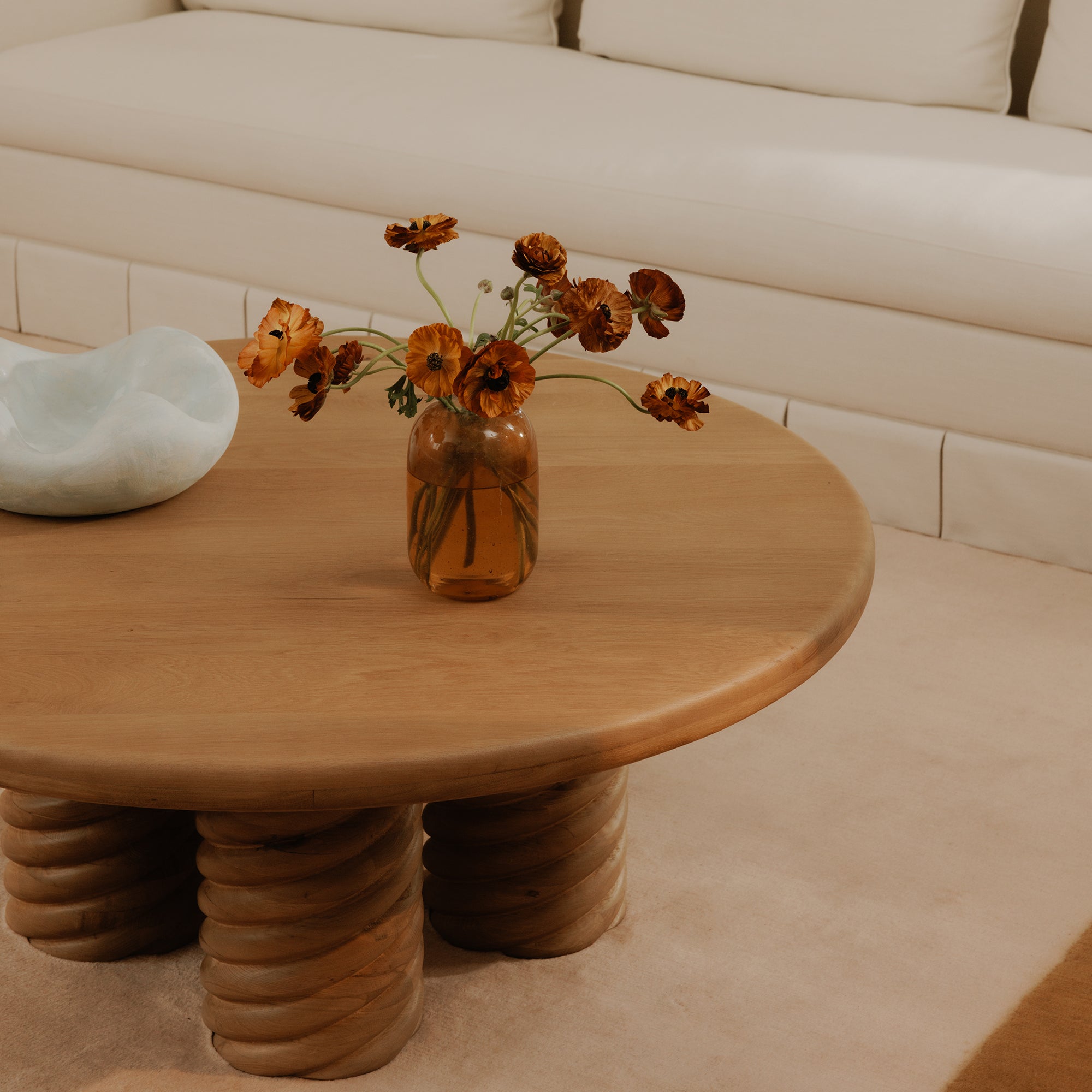 Treccia Round Coffee Table Oak - Central Designs