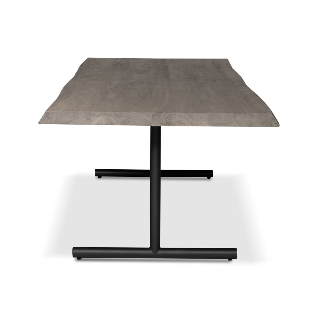 Brooks - Dining Table - T Base - 40" x 116" - Sandblasted Grey Top - Black Base