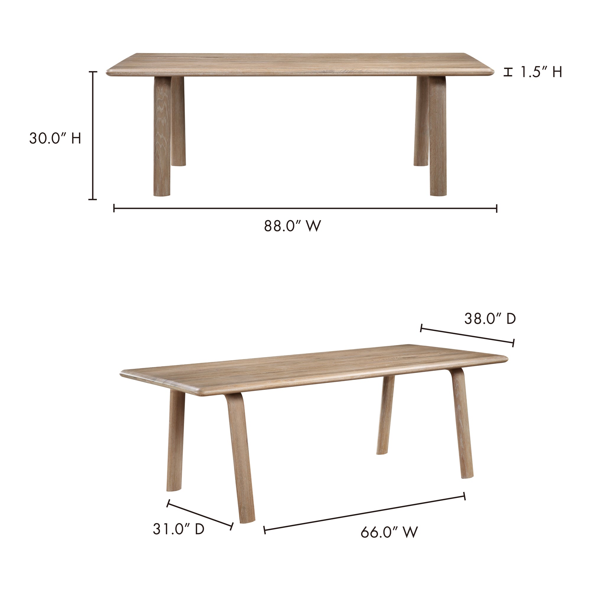 Malibu Dining Table White Oak