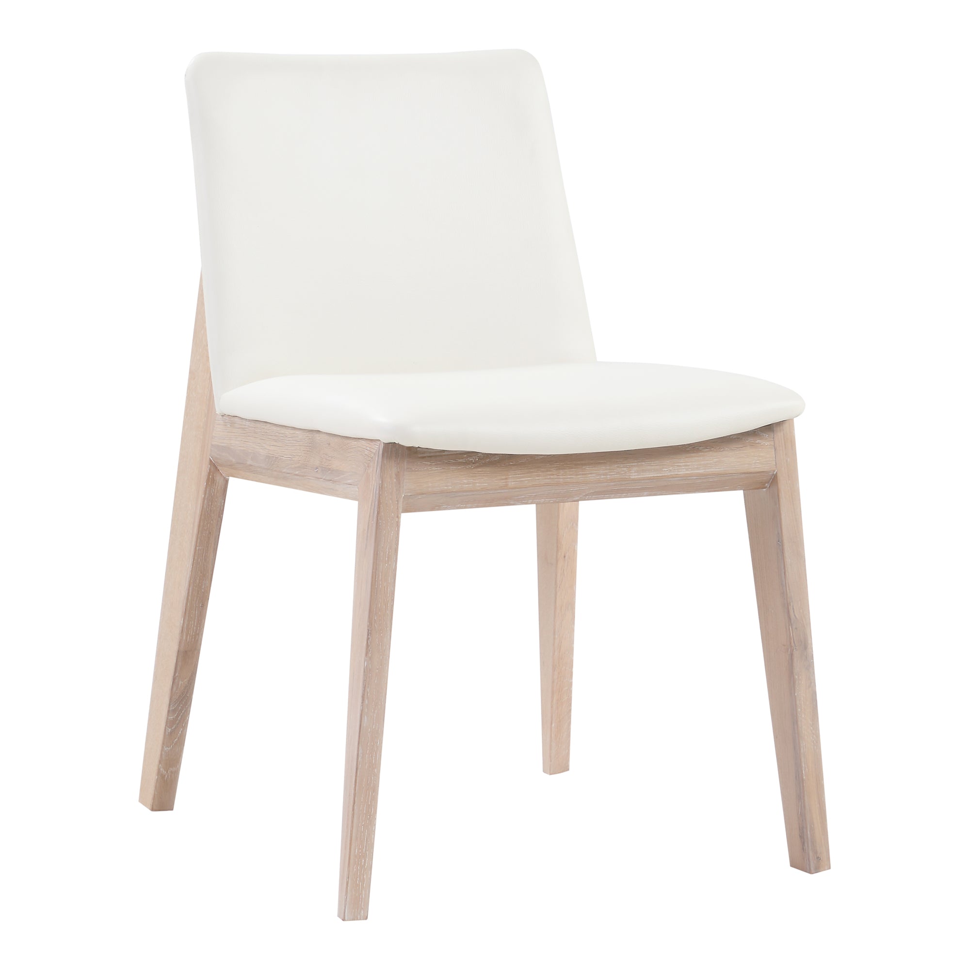 Deco Oak Dining Chair Cream White PVC - Set Of Two