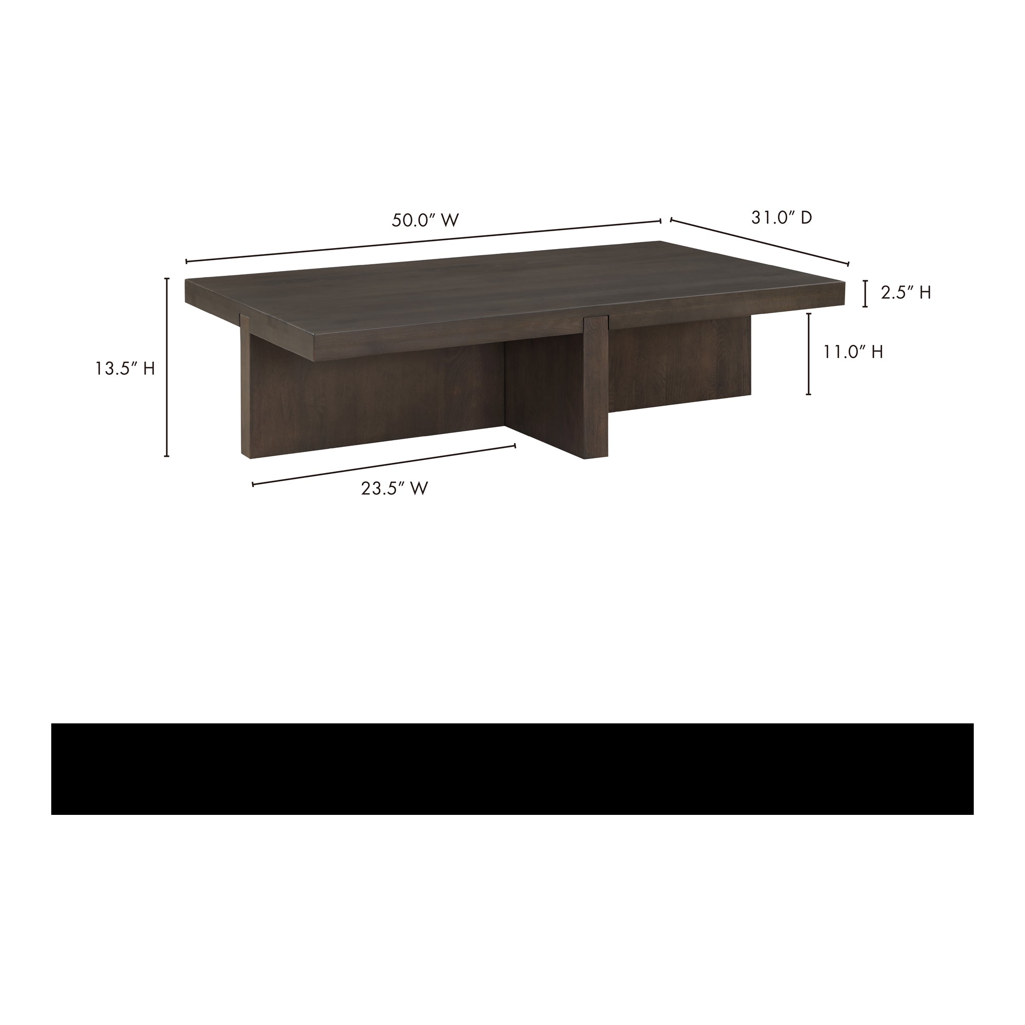Folke Rectangular Coffee Table Dark Brown - Central Designs