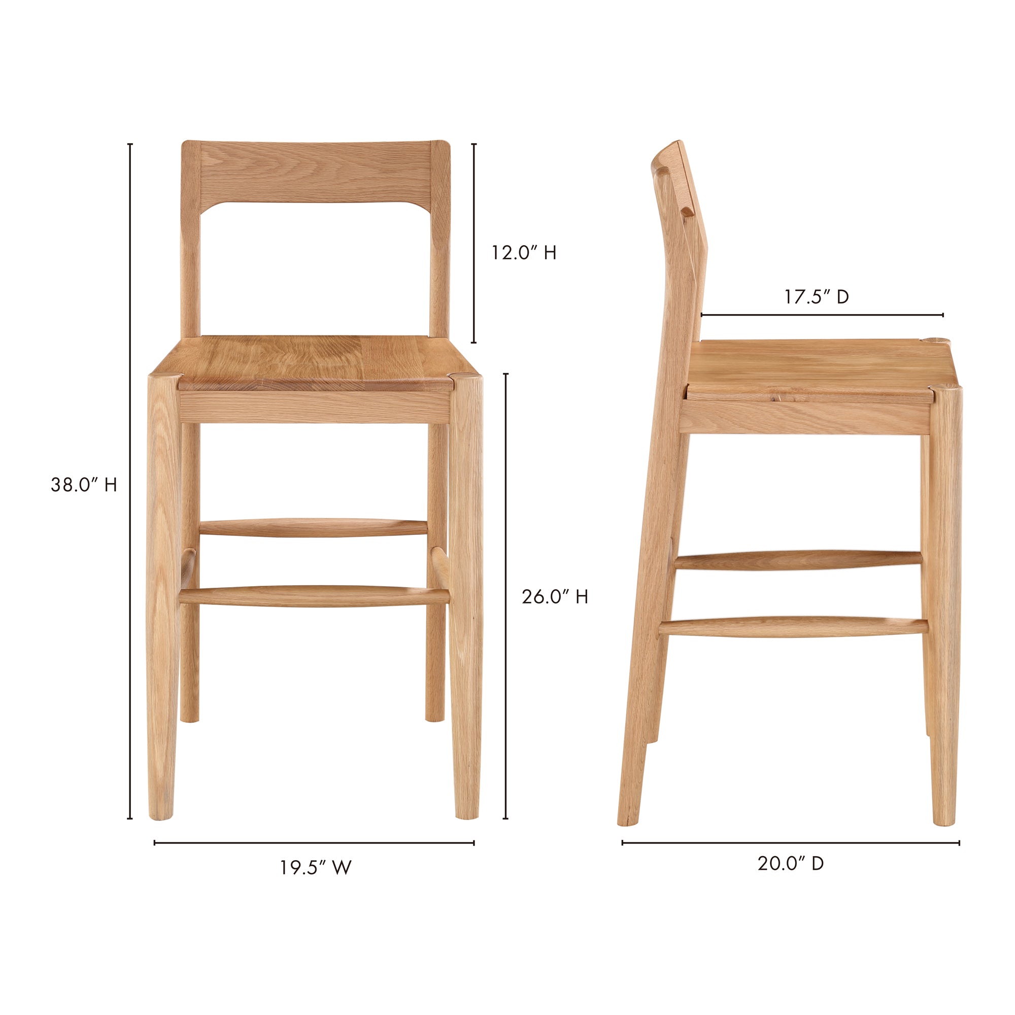 Owing Counter Stool Natural Oak - Central Designs