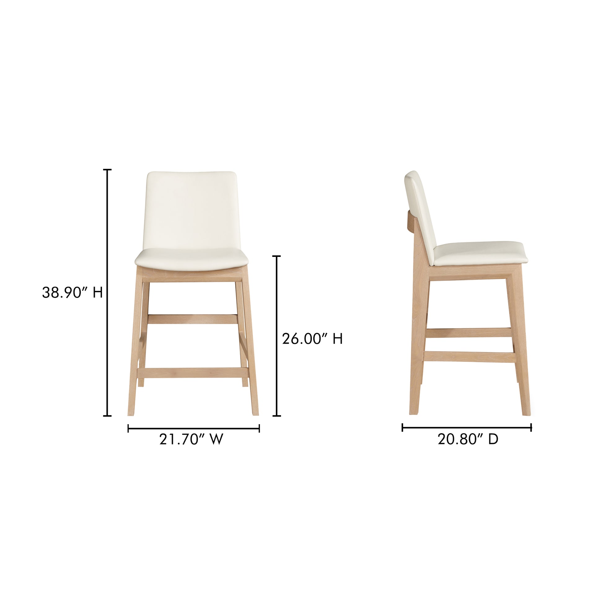 Deco Oak Counter Stool White PVC - Central Designs