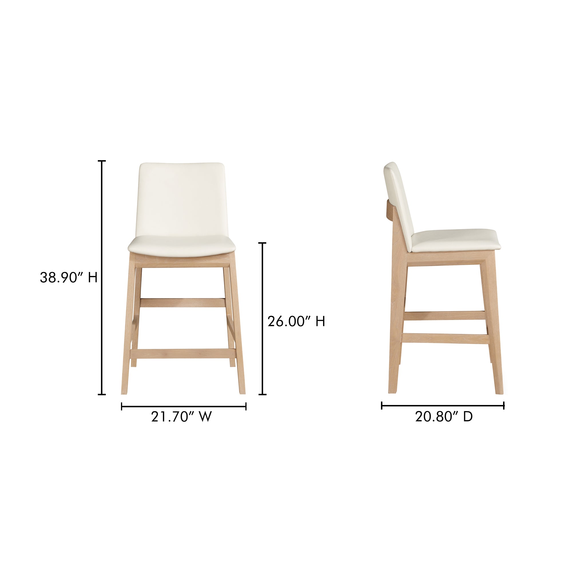 Deco Oak Counter Stool White PVC - Central Designs