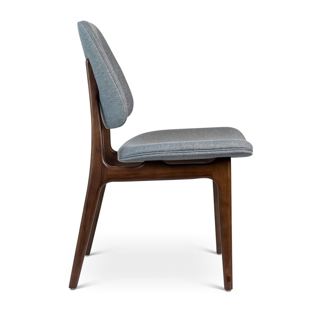 Modern Brazilian - Ariel - Side Chair - Essence Grey Upholstery - Nogal Frame
