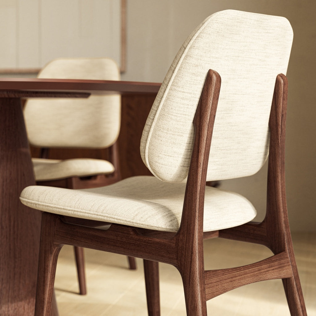 Modern Brazilian - Ariel - Side Chair - Medley Ivory Upholstery - Nogal Frame