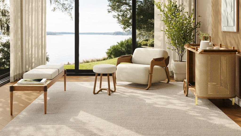 Modern Brazilian - Bello Bench - Noodles Natural Upholstery - Nozes, Natural Frame