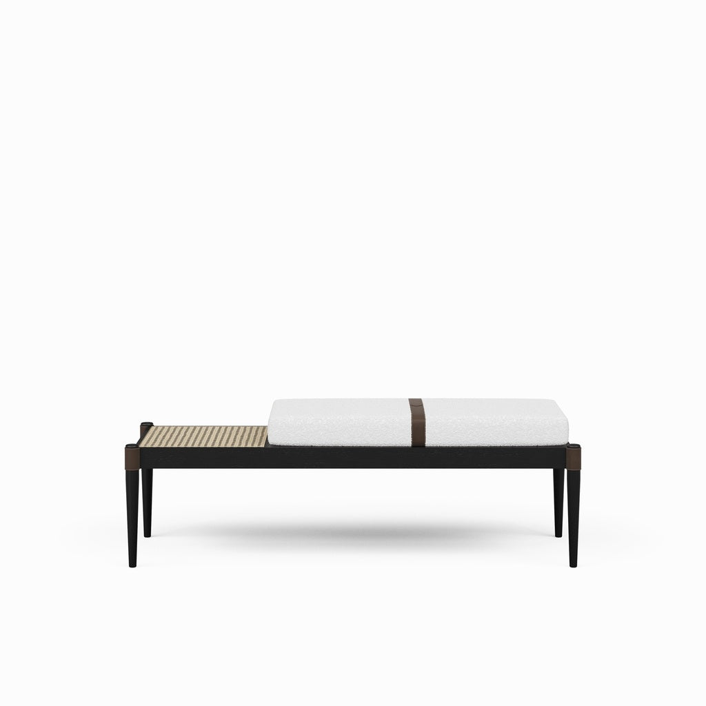 Modern Brazilian - Bello Bench - Noodles Opulent Upholstery - Black, Natural Frame