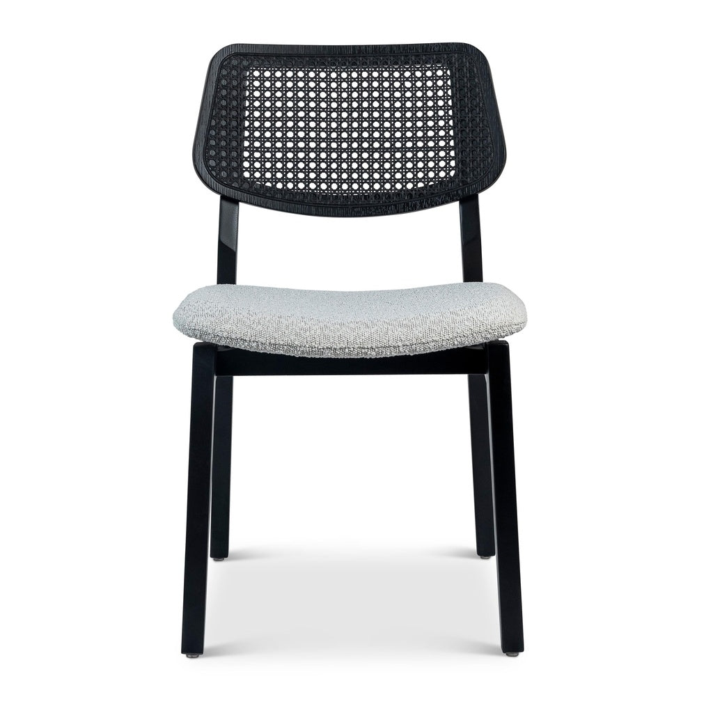 Modern Brazilian - Beth - Cane Side Chair - Bouclé Crafted Glaze Seat - Ebano Frame - Ebano Cane Webbing