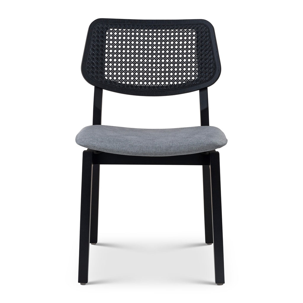 Modern Brazilian - Beth - Cane Side Chair - Essence Grey Seat - Ebano Frame - Ebano Cane Webbing