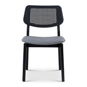 Modern Brazilian - Beth - Cane Side Chair - Essence Grey Seat - Ebano Frame - Ebano Cane Webbing