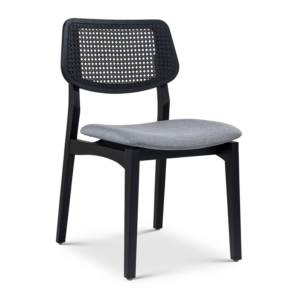 Modern Brazilian - Beth - Cane Side Chair - Essence Grey Seat - Ebano Frame - Ebano Cane Webbing