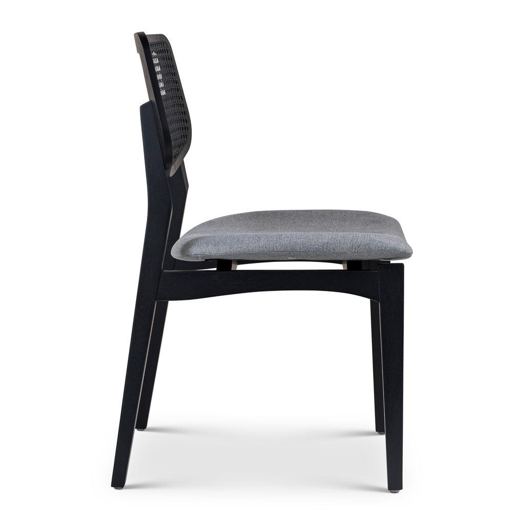 Modern Brazilian - Beth - Cane Side Chair - Essence Grey Seat - Ebano Frame - Ebano Cane Webbing