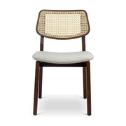 Modern Brazilian - Beth - Cane Side Chair - Medley Ivory Seat - Nogal Frame - Natural Cane Webbing