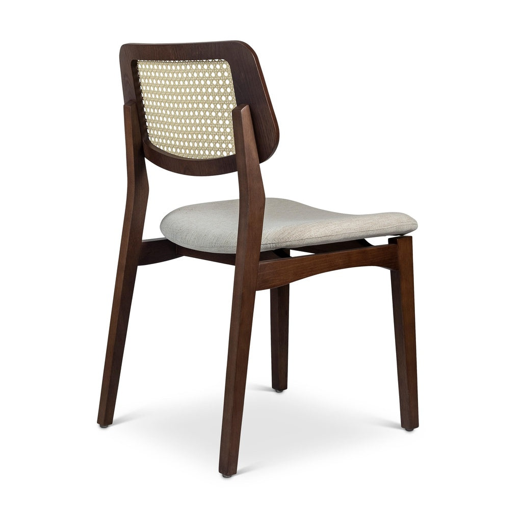 Modern Brazilian - Beth - Cane Side Chair - Medley Ivory Seat - Nogal Frame - Natural Cane Webbing