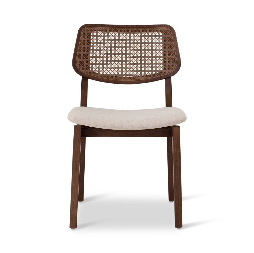 Modern Brazilian - Beth - Cane Side Chair - Medley Ivory Seat - Nogal Frame - Nogal Cane Webbing