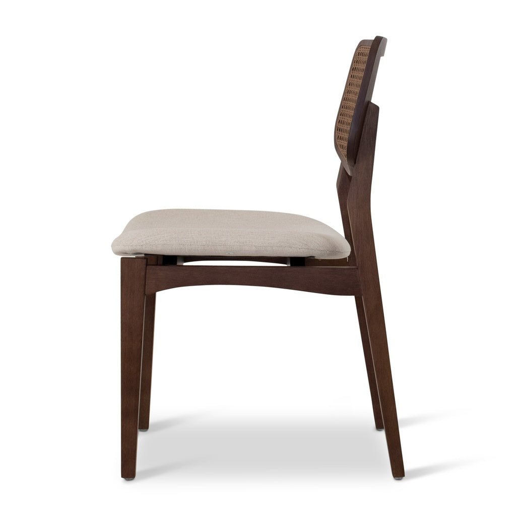 Modern Brazilian - Beth - Cane Side Chair - Medley Ivory Seat - Nogal Frame - Nogal Cane Webbing