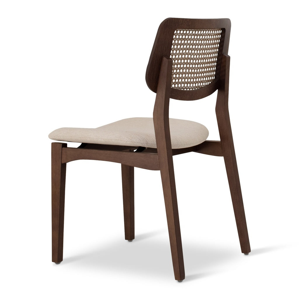 Modern Brazilian - Beth - Cane Side Chair - Medley Ivory Seat - Nogal Frame - Nogal Cane Webbing