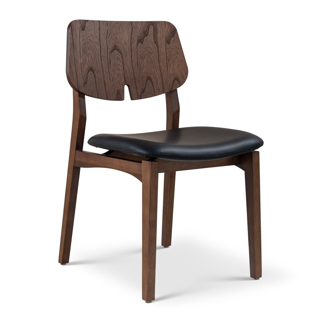 Modern Brazilian - Beth - Side Chair - Shimmy Black Seat - Nogal Frame