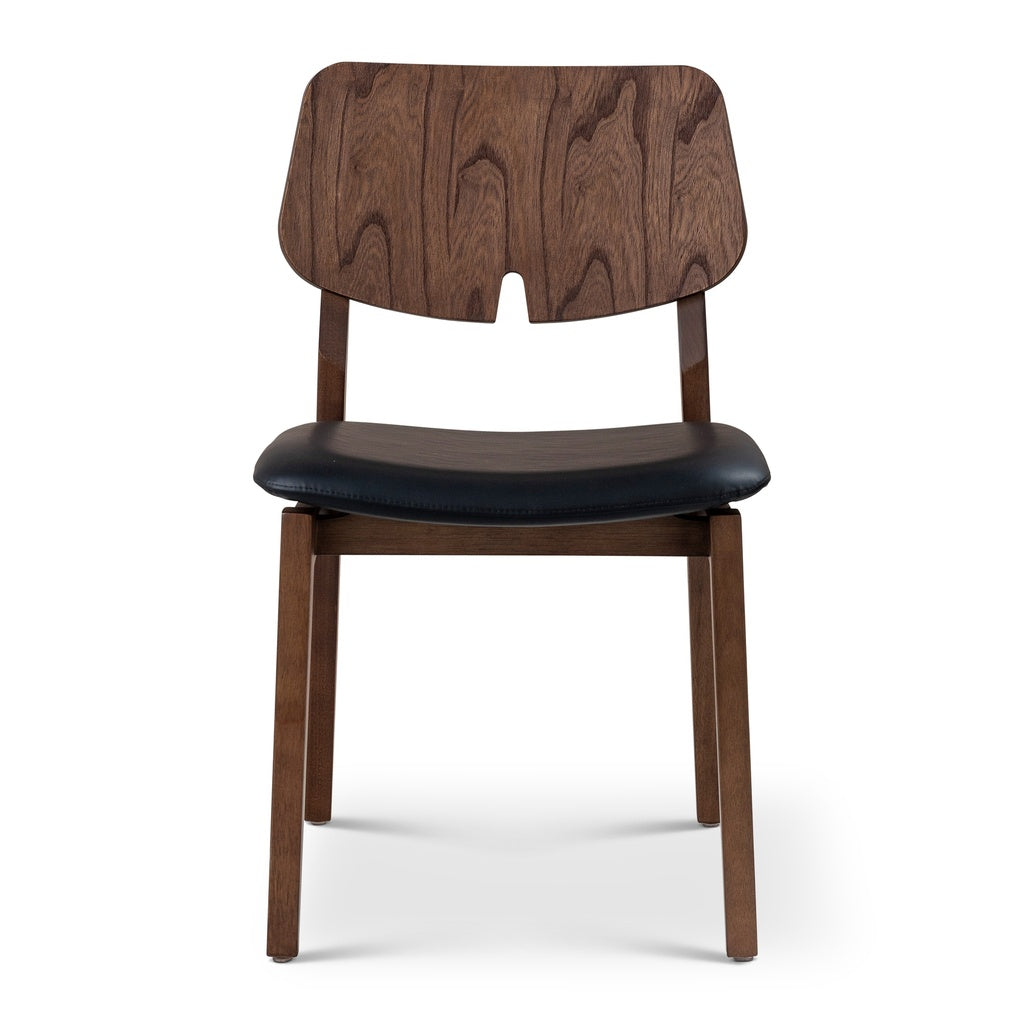 Modern Brazilian - Beth - Side Chair - Shimmy Black Seat - Nogal Frame