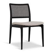 Modern Brazilian - Charlotte - Cane Side Chair - Bouclé Crafted Glaze Seat - Ebano Frame - Ebano Cane Webbing